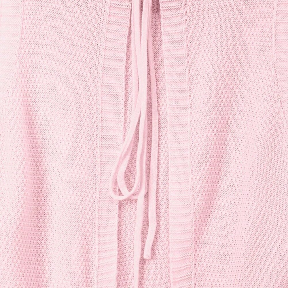 Baby Pink Casual Women's Round Neck Bow Tie Knitted Top - Picture 7 of 7